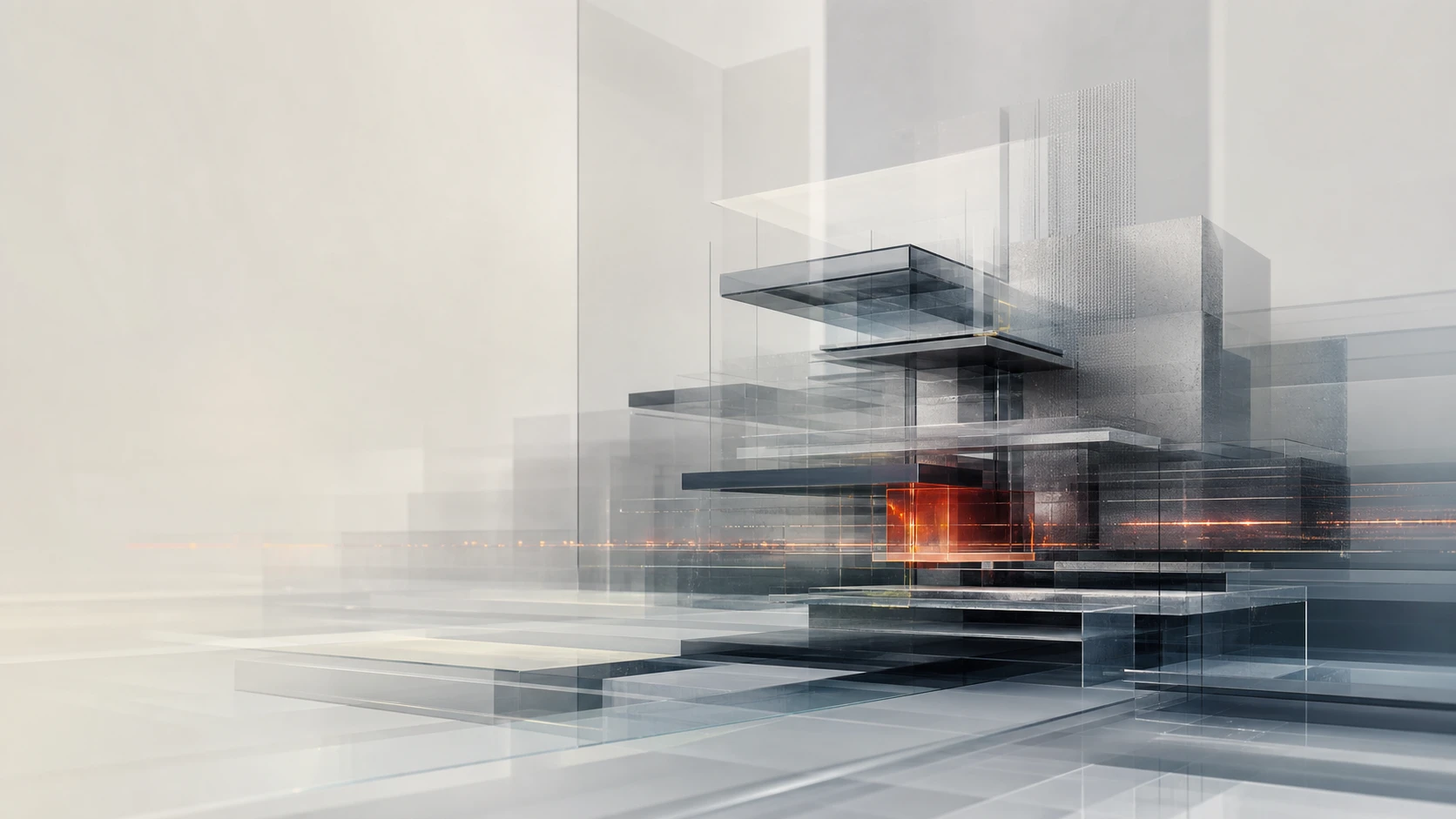 Layered glass and stone architecture